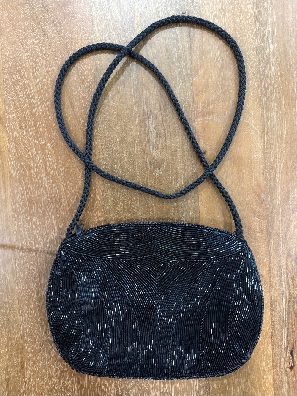 Black Beaded Crossbody Evening Bag